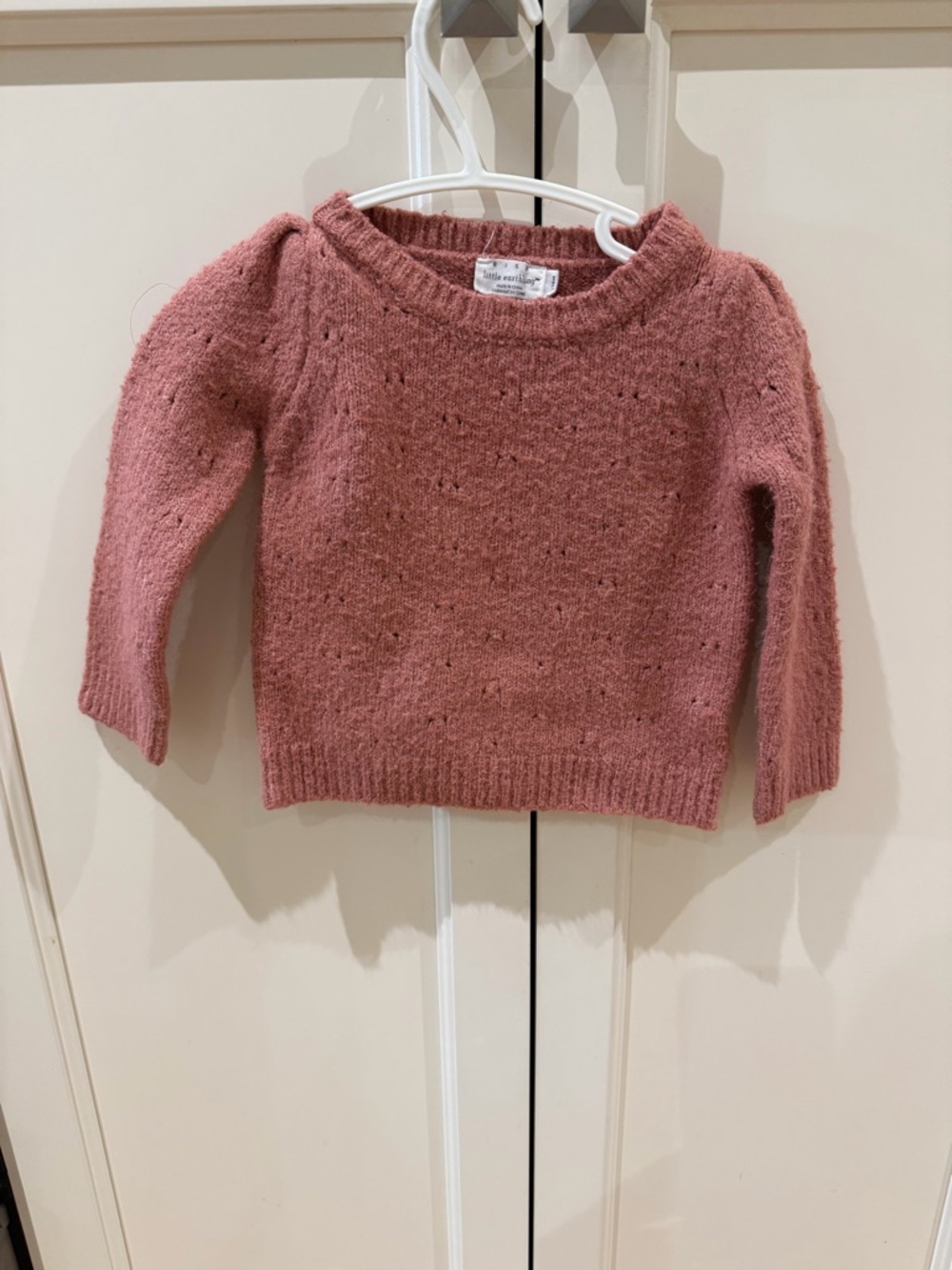 Little Earthling 12-18m Dusty Rose Knit Crewneck Sweater